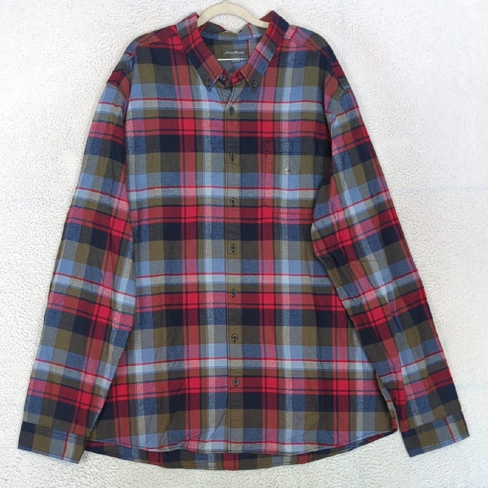 Eddie Bauer Men's Red Plaid‎ Classic Button Down Shirt Size 3X Tall